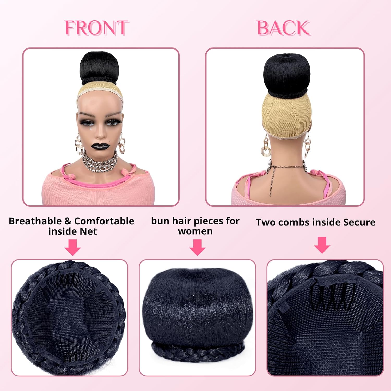 Twist Braided Hair Bun for Bride M Size Updo Chignon Hair Piece for Black Women