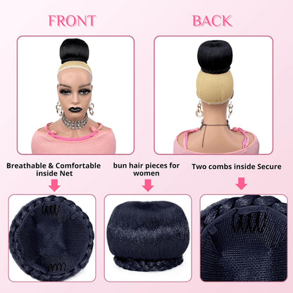 Twist Braided Hair Bun for Bride M Size Updo Chignon Hair Piece for Black Women