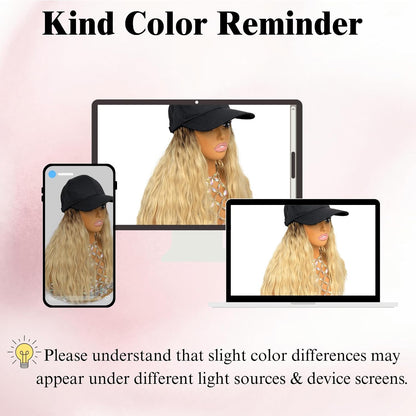 Short Curly Hat Wig for Women Baseball Cap with Ombre Blonde Natural Wave Hair for Women