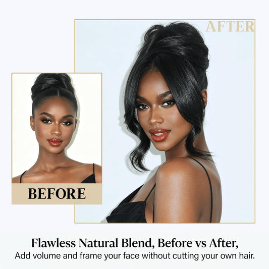 Long Yaki Side Bangs Clip in 2pcs Set Kinky Straight Fringe for Black Women