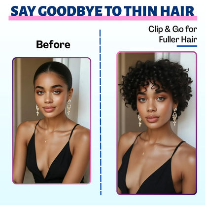Short Loose Wave Hair Topper with Bangs for Black Women Topper Wig 360°3D Cover