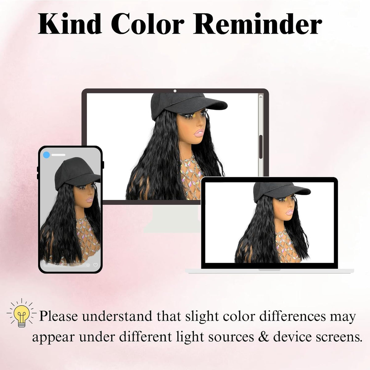 Baseball Cap with Hair Attached for Black Women 14inch Natural Wave Hat Wig