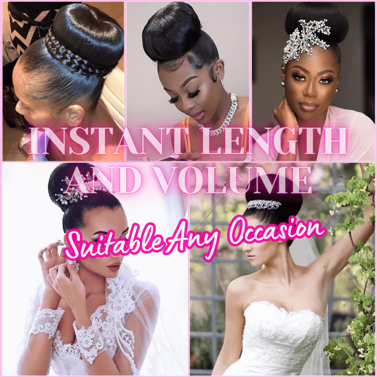 Extra Large Braided Hair Bun for Bride Black Hair Piece Clip in for Black Women