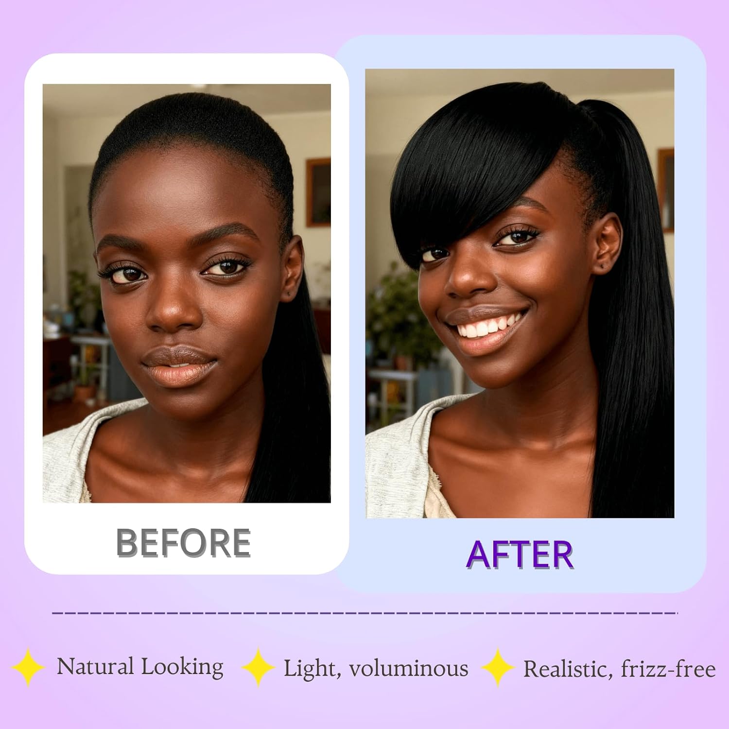 Short Yaki Straight Bangs Clip Side Swoop Bangs Hair Piece for Black Women