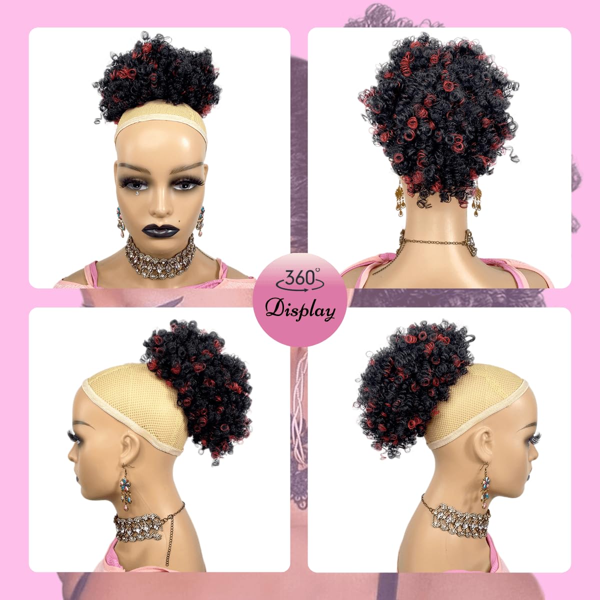 short Afro Kinky Curl Ponytail Afro Puff Bun Ponytail Claw Clip for Black Women
