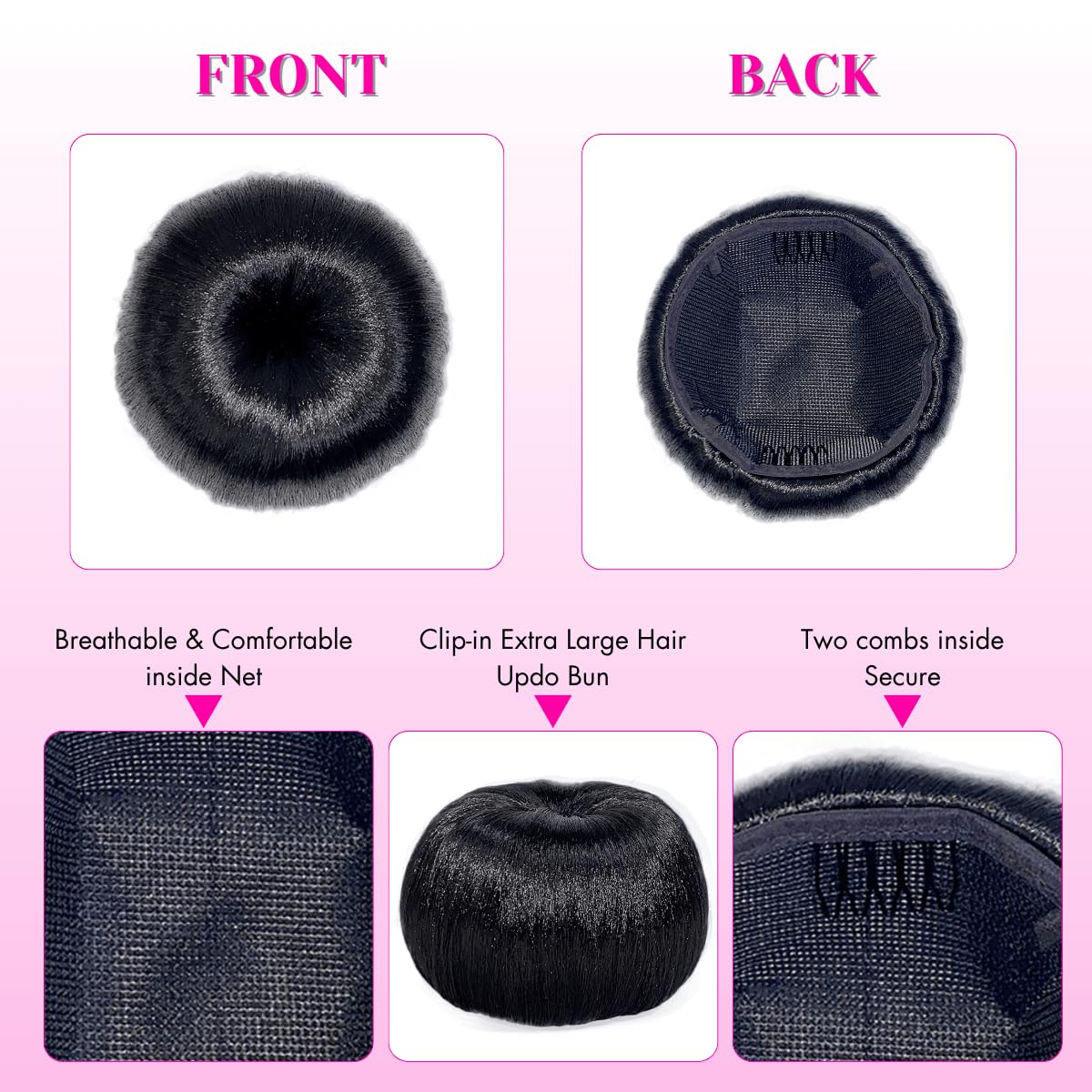 Extra Large Hair Bun Updo Bun Braided Chignon Hair Piece for Black Women