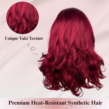 18inch Long Kinky Straight Yaki Wavy Headband Wig for Black Women