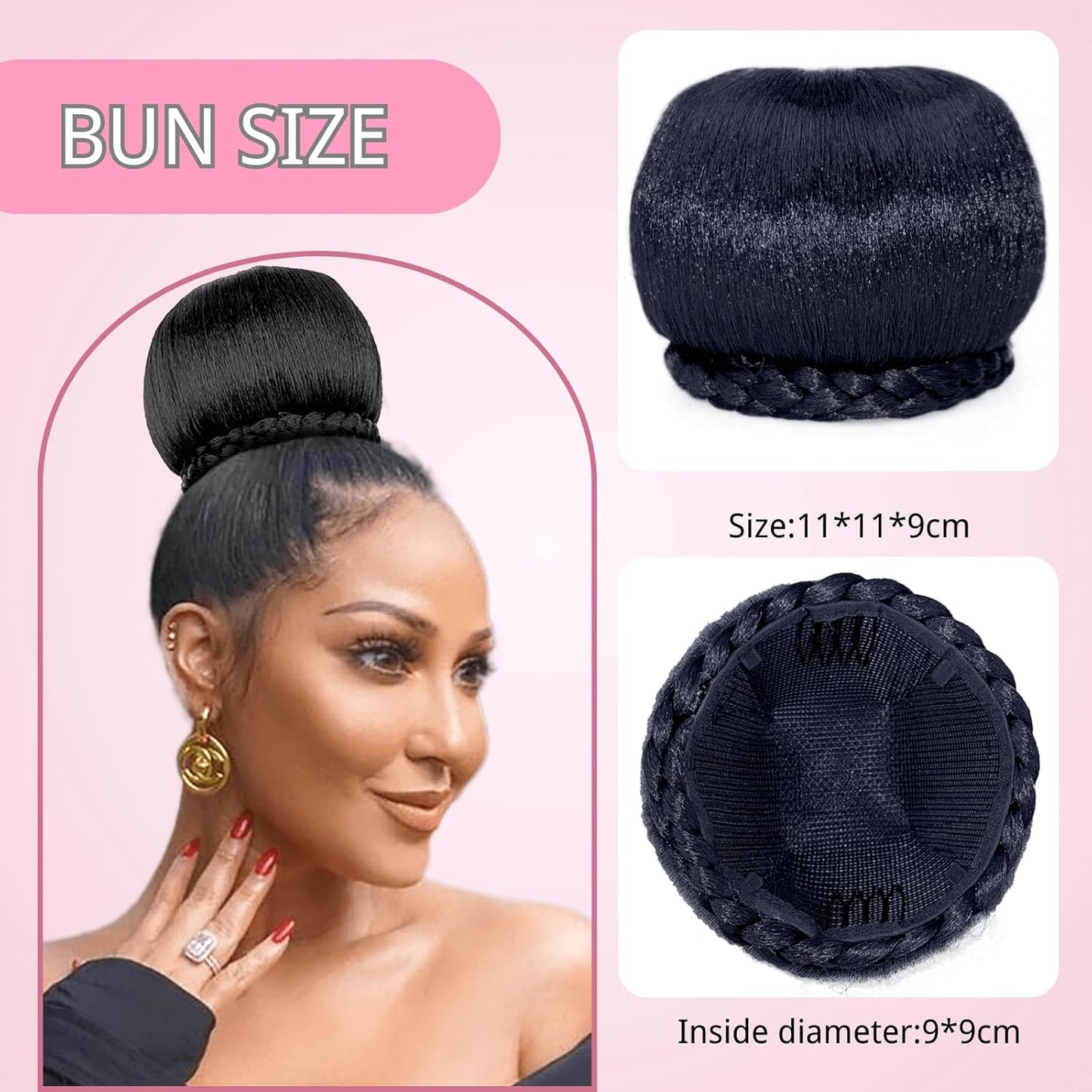 Twist Braided Hair Bun for Bride M Size Updo Chignon Hair Piece for Black Women