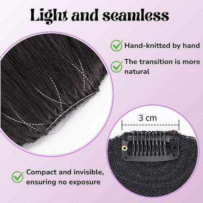 Human Hair Curly Bangs Hair Clip Kinky-Curly Ins Bangs French Bang for Women