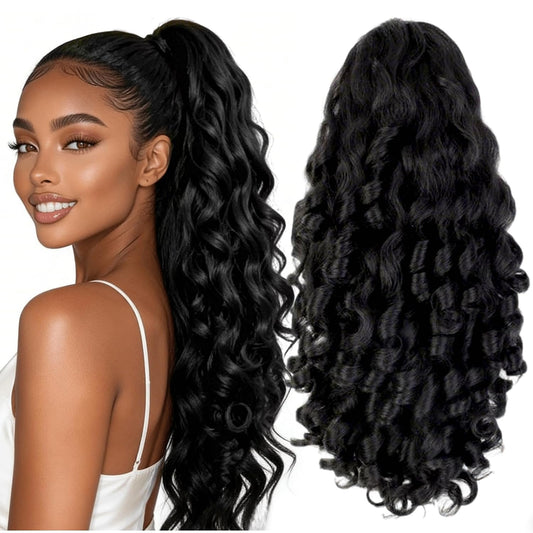 Long Yaki Loose Curl Drawstring Ponytail for Black Women 26''