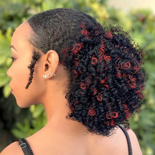 short Afro Kinky Curl Ponytail Afro Puff Bun Ponytail Claw Clip for Black Women