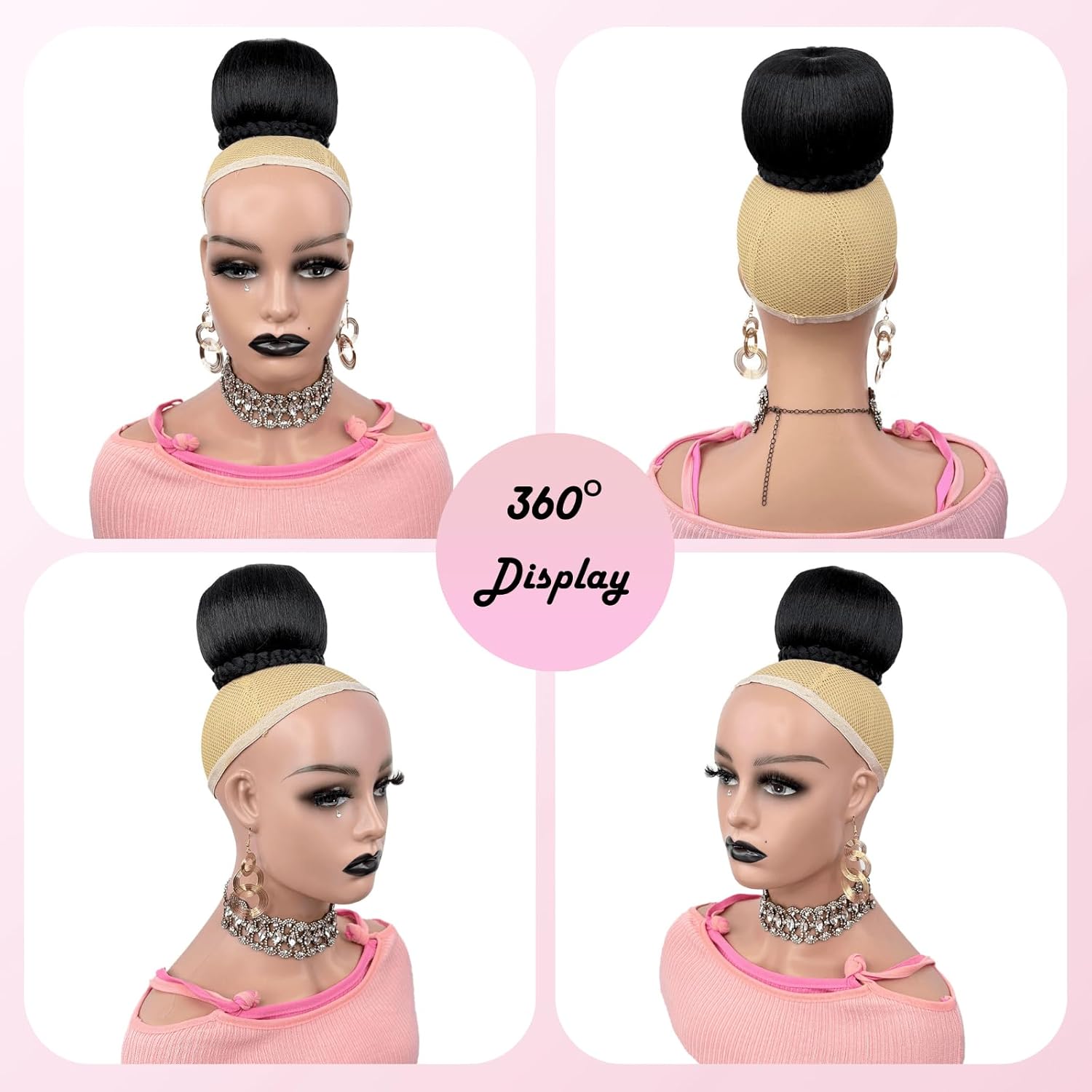 Twist Braided Hair Bun for Bride M Size Updo Chignon Hair Piece for Black Women