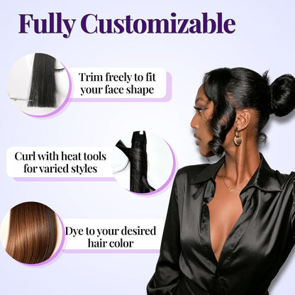 Long Clip in Real Human Hair Hime Cut Side Bang 2PCS for Black Women