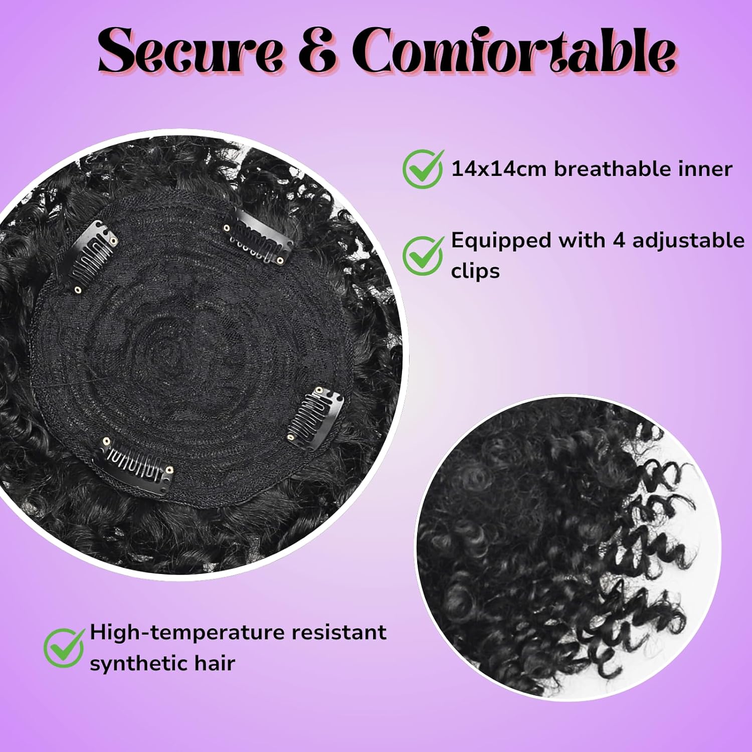 Short Afro Kinky Curly Hair Topper for Black Women  with Thinning Hair