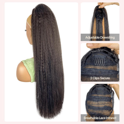 30inch Long Yaki Straight Drawstring Ponytail Extension for Black Women
