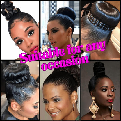 Twist Braided Hair Bun for Bride M Size Updo Chignon Hair Piece for Black Women