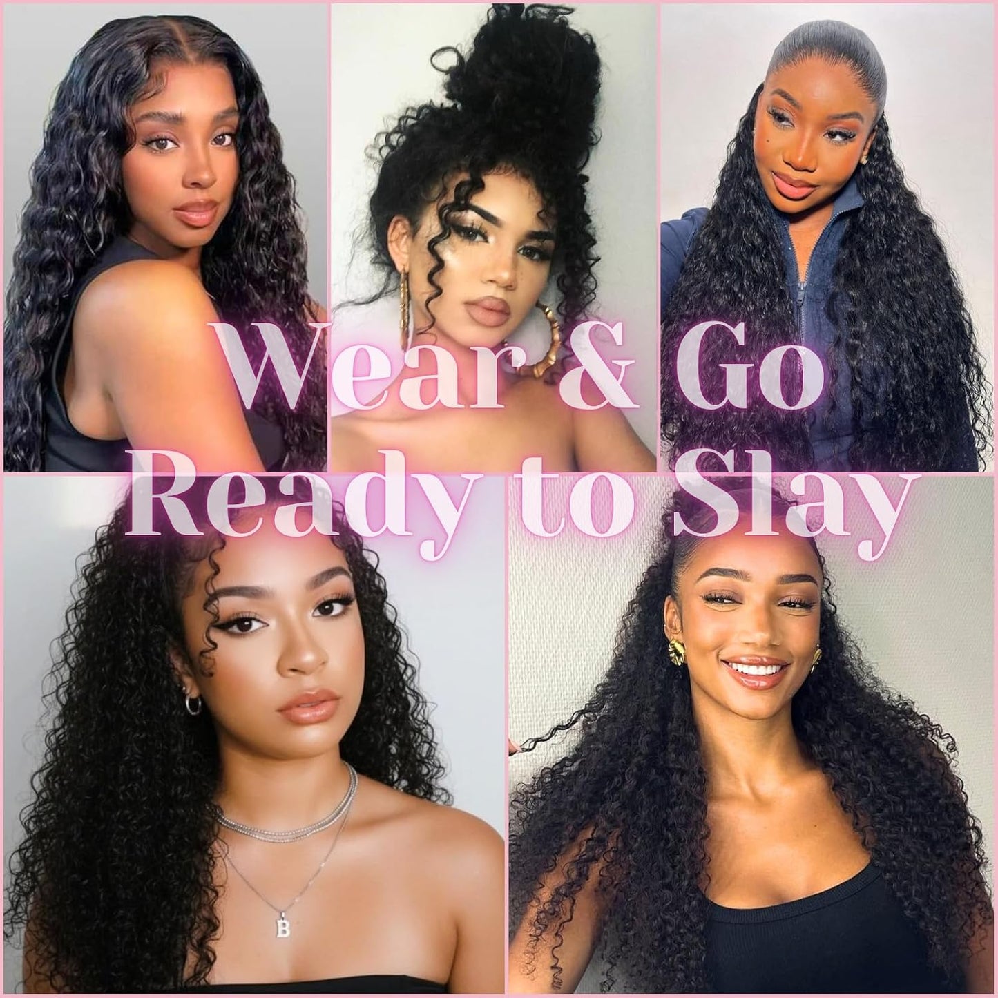 Half Up Half Down Ponytail Set for Black Women 6pc Water Wave 20inch