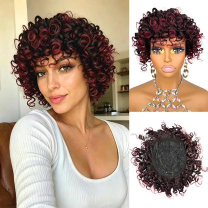 Short Loose Wave Hair Topper with Bangs for Black Women Topper Wig 360°3D Cover