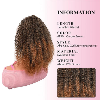 Short Afro Kinky Curl Drawstring Ponytail Deep Curly for Black Women