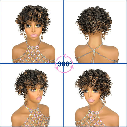 Short Loose Wave Hair Topper with Bangs for Black Women Topper Wig 360°3D Cover