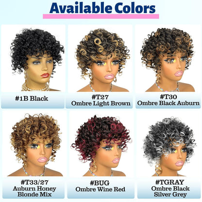 Short Loose Wave Hair Topper with Bangs for Black Women Topper Wig 360°3D Cover