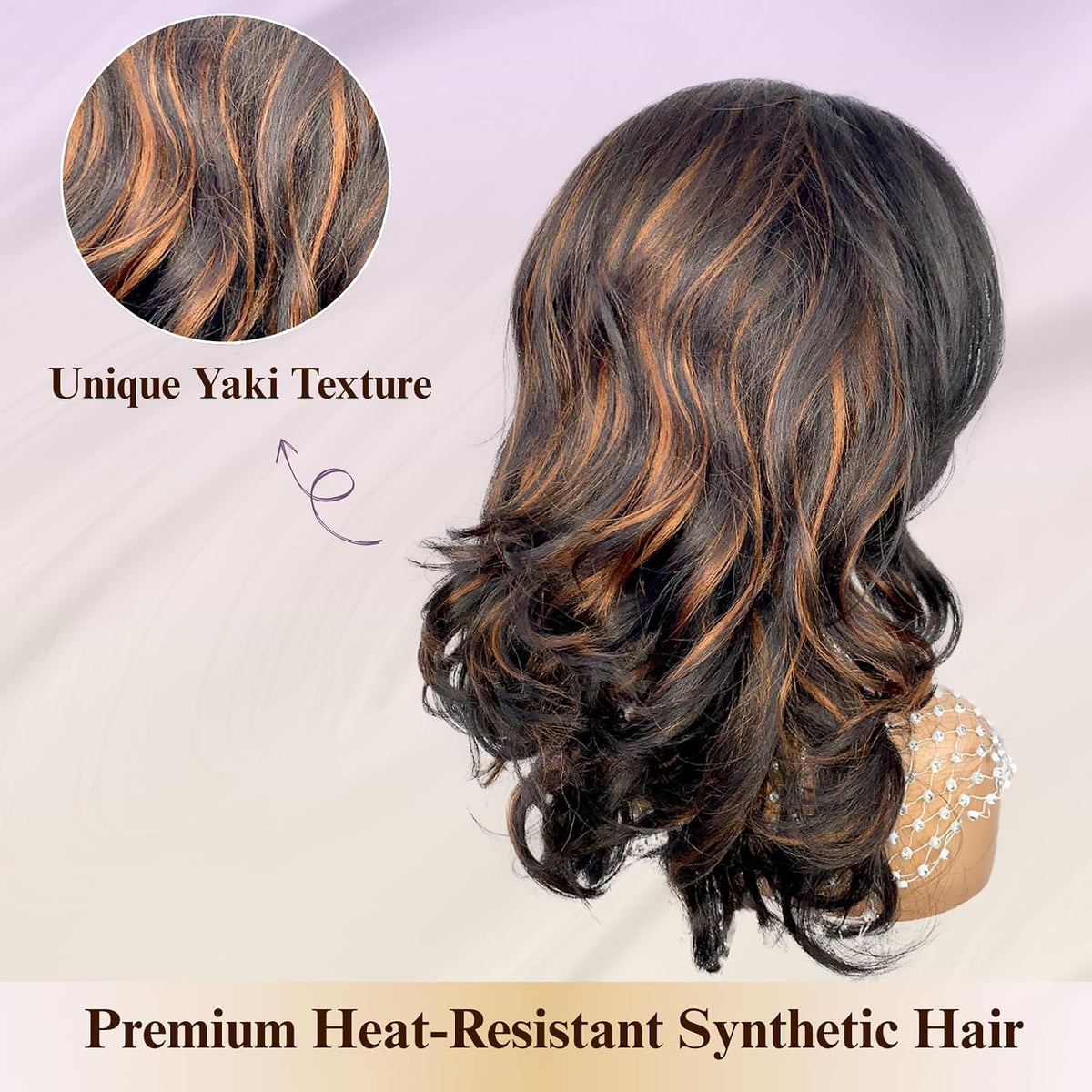 18inch Long Kinky Straight Yaki Wavy Headband Wig for Black Women