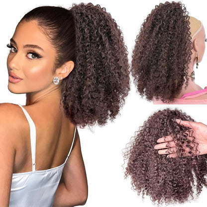 Short Afro Kinky Curl Drawstring Ponytail Deep Curly for Black Women