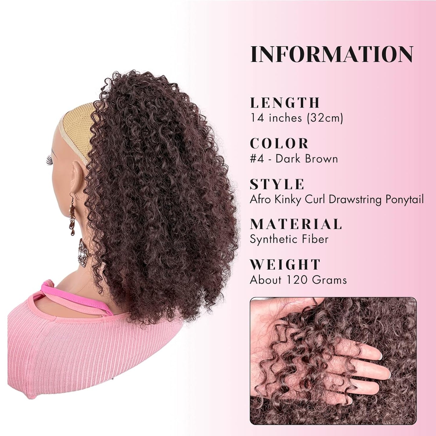 Short Afro Kinky Curl Drawstring Ponytail Deep Curly for Black Women