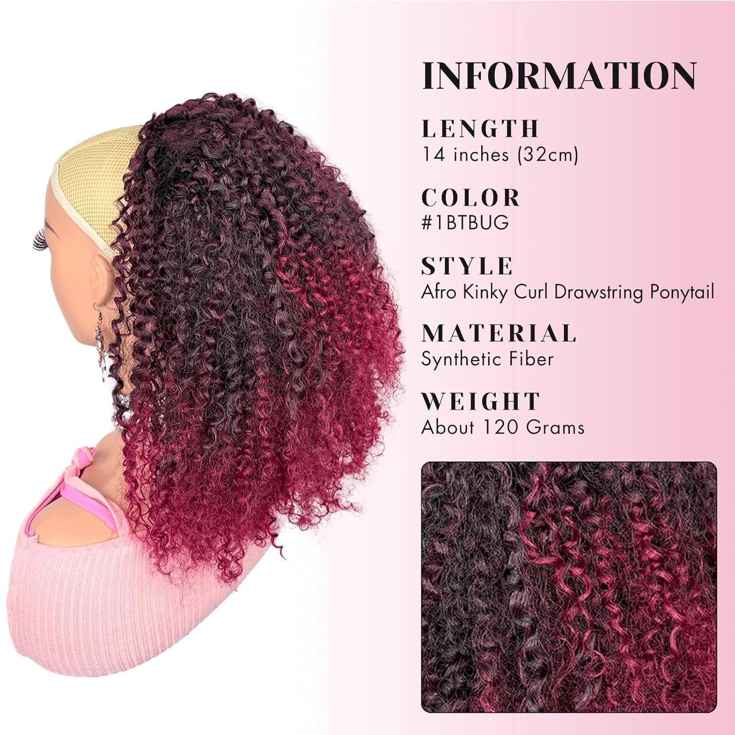 Short Afro Kinky Curl Drawstring Ponytail Deep Curly for Black Women