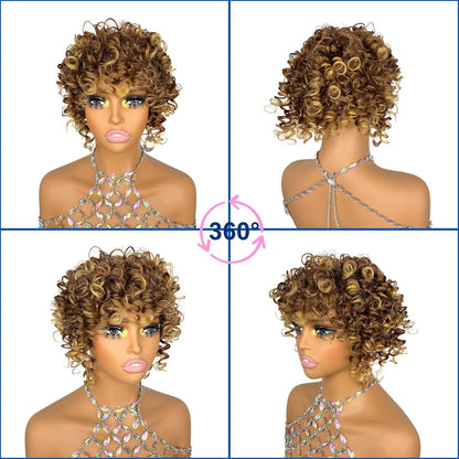 Short Loose Wave Hair Topper with Bangs for Black Women Topper Wig 360°3D Cover