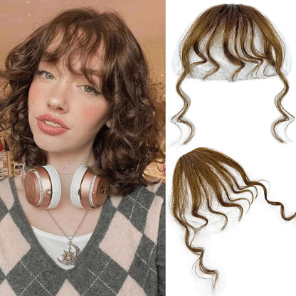 Human Hair Curly Bangs Hair Clip Kinky-Curly Ins Bangs French Bang for Women