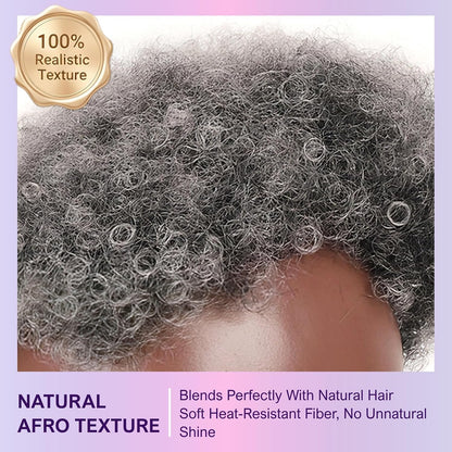 Short Afro Hair Topper Synthetic Hair Mohawk Ponytail for Black Women