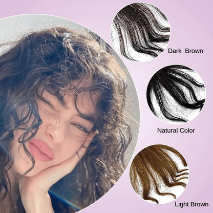 Human Hair Curly Bangs Hair Clip Kinky-Curly Ins Bangs French Bang for Women