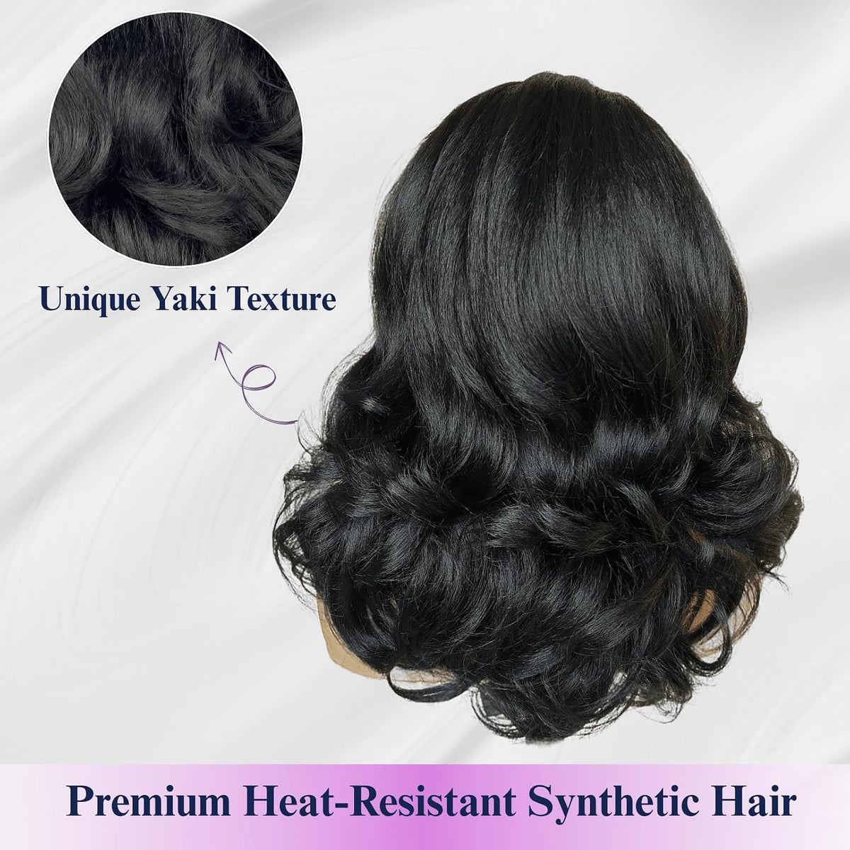 18inch Long Kinky Straight Yaki Wavy Headband Wig for Black Women