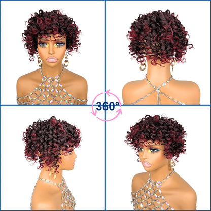 Short Loose Wave Hair Topper with Bangs for Black Women Topper Wig 360°3D Cover