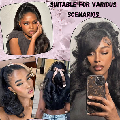 6PCS Half Up Half Down Ponytail Set for Black Women Kinky Straight Ponytail