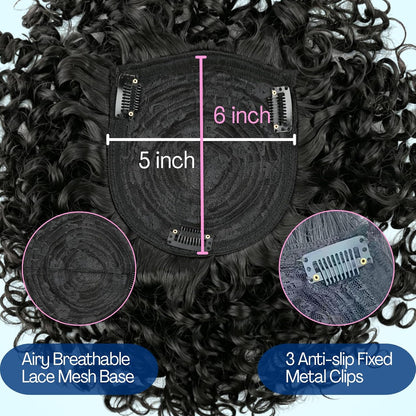 Short Loose Wave Hair Topper with Bangs for Black Women Topper Wig 360°3D Cover