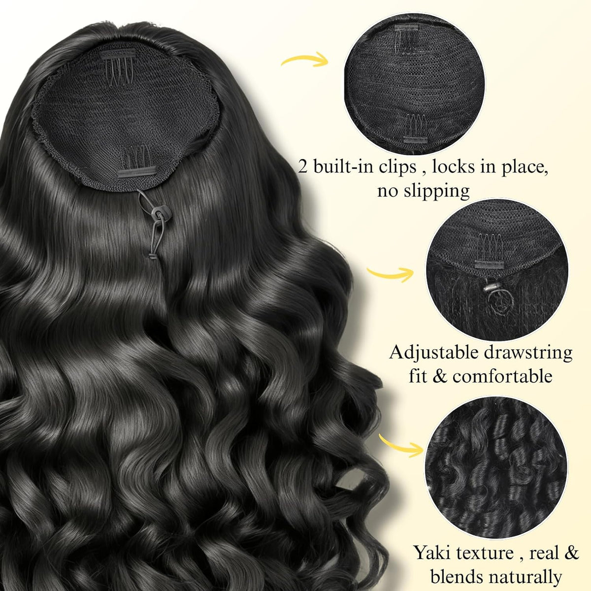 Long Yaki Loose Curl Drawstring Ponytail for Black Women 26''