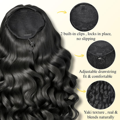 Long Yaki Loose Curl Drawstring Ponytail for Black Women 26''