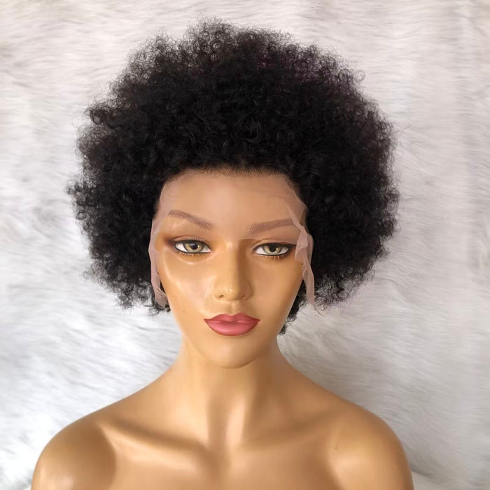 Black Short Afro Lace Frontal Wig 13x4 Virgin Hair  for African American