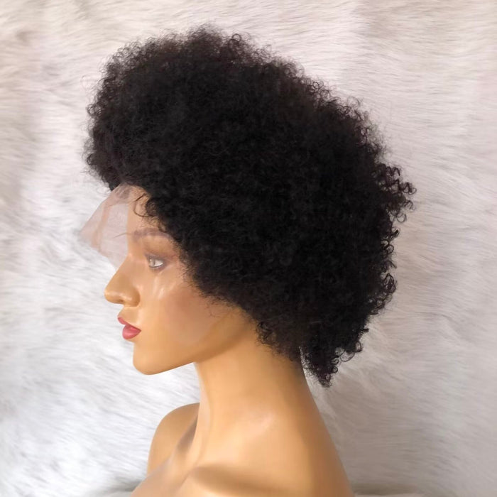 Black Short Afro Lace Frontal Wig 13x4 Virgin Hair  for African American