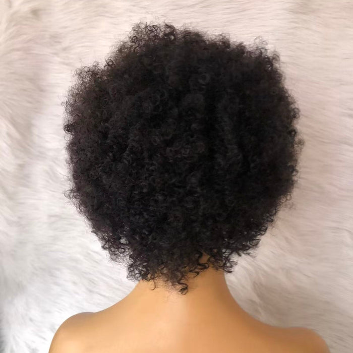 Black Short Afro Lace Frontal Wig 13x4 Virgin Hair  for African American