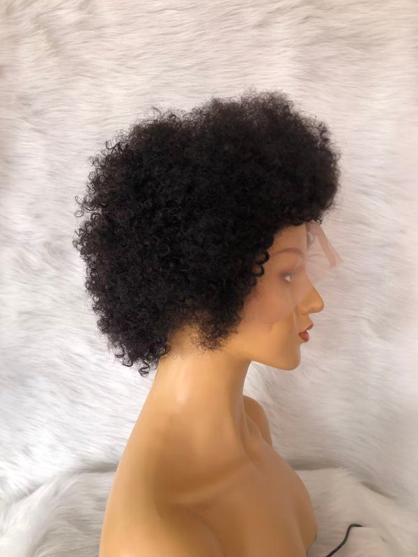 Black Short Afro Lace Frontal Wig 13x4 Virgin Hair  for African American