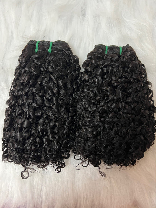 Black Super Double Draw Pixie Curl Virgin Human Hair Bundle for Black Women