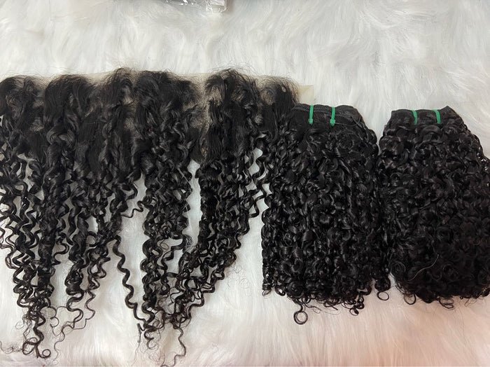 Black Super Double Draw Pixie Curl Virgin Human Hair Bundle for Black Women