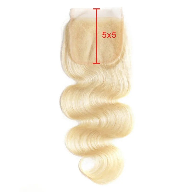 Blonde HD Lace Closure 5x5 Body Wave Human Hair Transparent Lace Closure