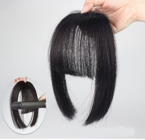 VAVANGA Clip in Bangs Straight Synthetic Black Hair Princess Cut Bangs Hair Piece Fringe