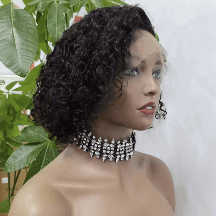 Curly Bob 360 Lace Wig Human Hair Side Part Short Wig For Black Women-l