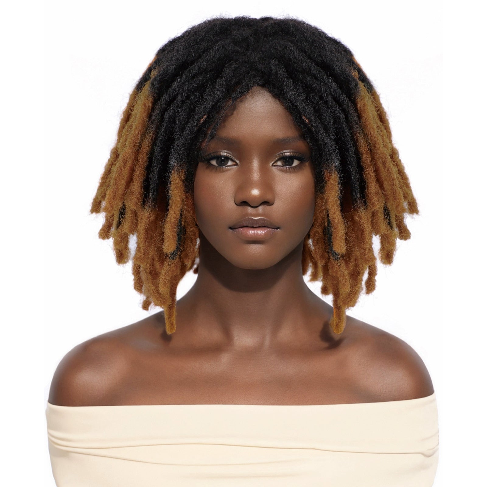 Short Dreadlocks Braided Wig 8inch Ombre Brown Braiding Wig for Black Women