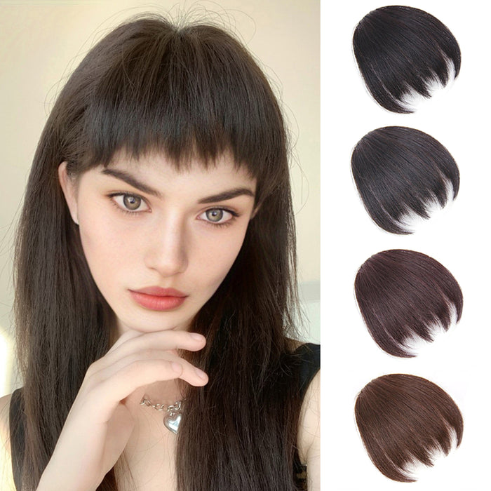 VAVANGA French Thick Bangs Clip in, Irregular Shape Wispy Hair Bangs Straight Fake Fringe Curtain Bangs Hair Piece Hair Extension for Women